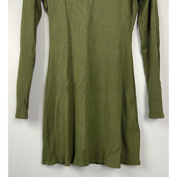 Reformation Ribbed Roberts Mini Dress Olive Green | Size Medium - Picture 2 of 6